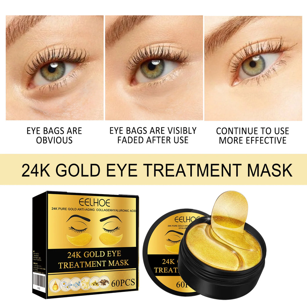 24K Gold Eye Mask Removal Eyes Bags Anti Dark Circles