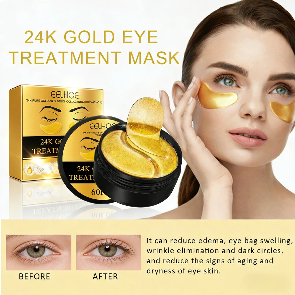 24K Gold Eye Mask Removal Eyes Bags Anti Dark Circles