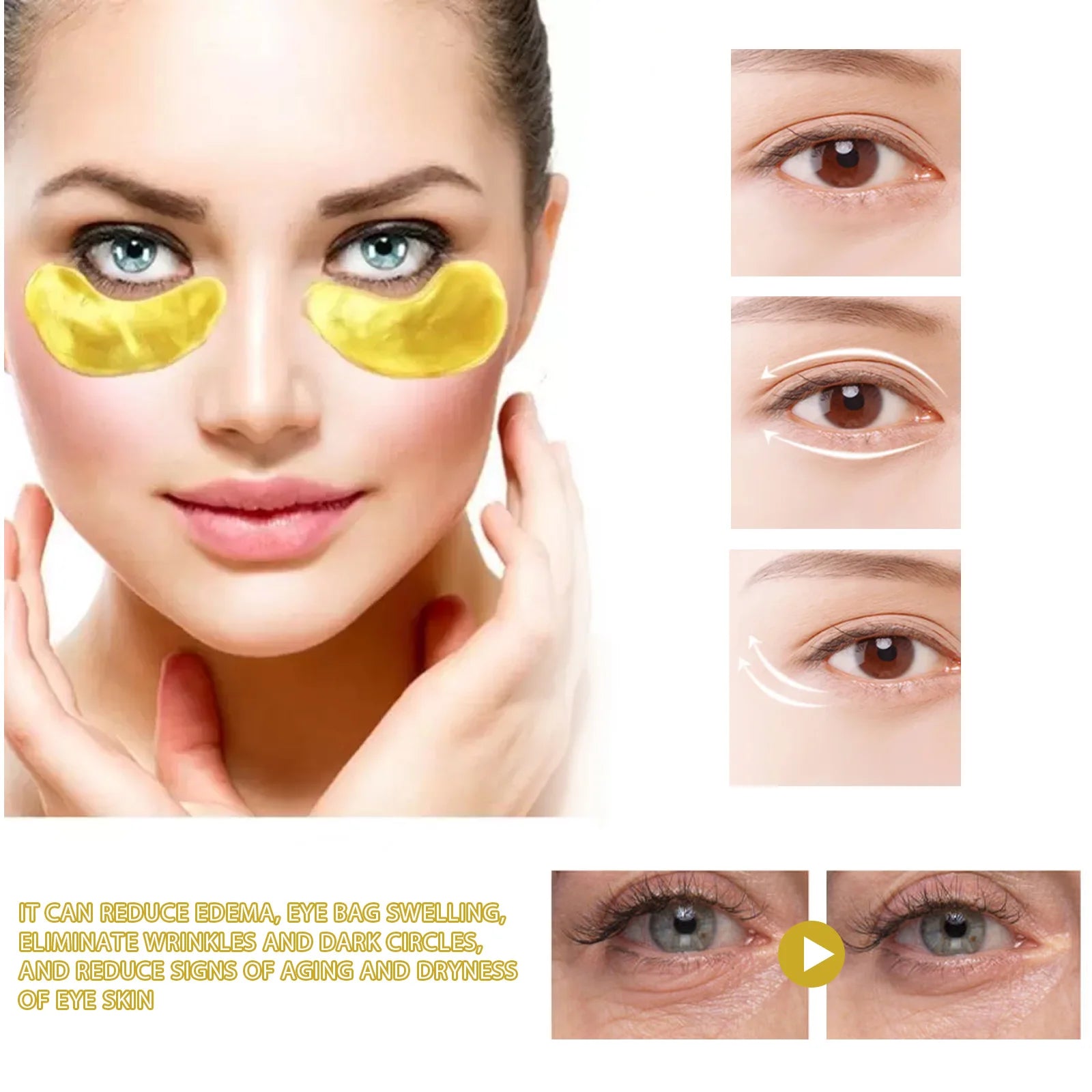 24K Gold Eye Mask Removal Eyes Bags Anti Dark Circles