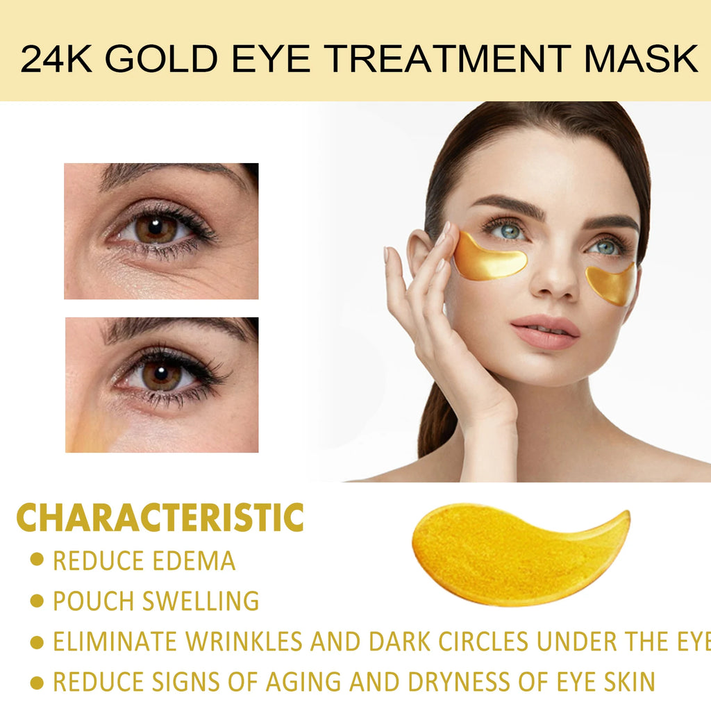 24K Gold Eye Mask Removal Eyes Bags Anti Dark Circles